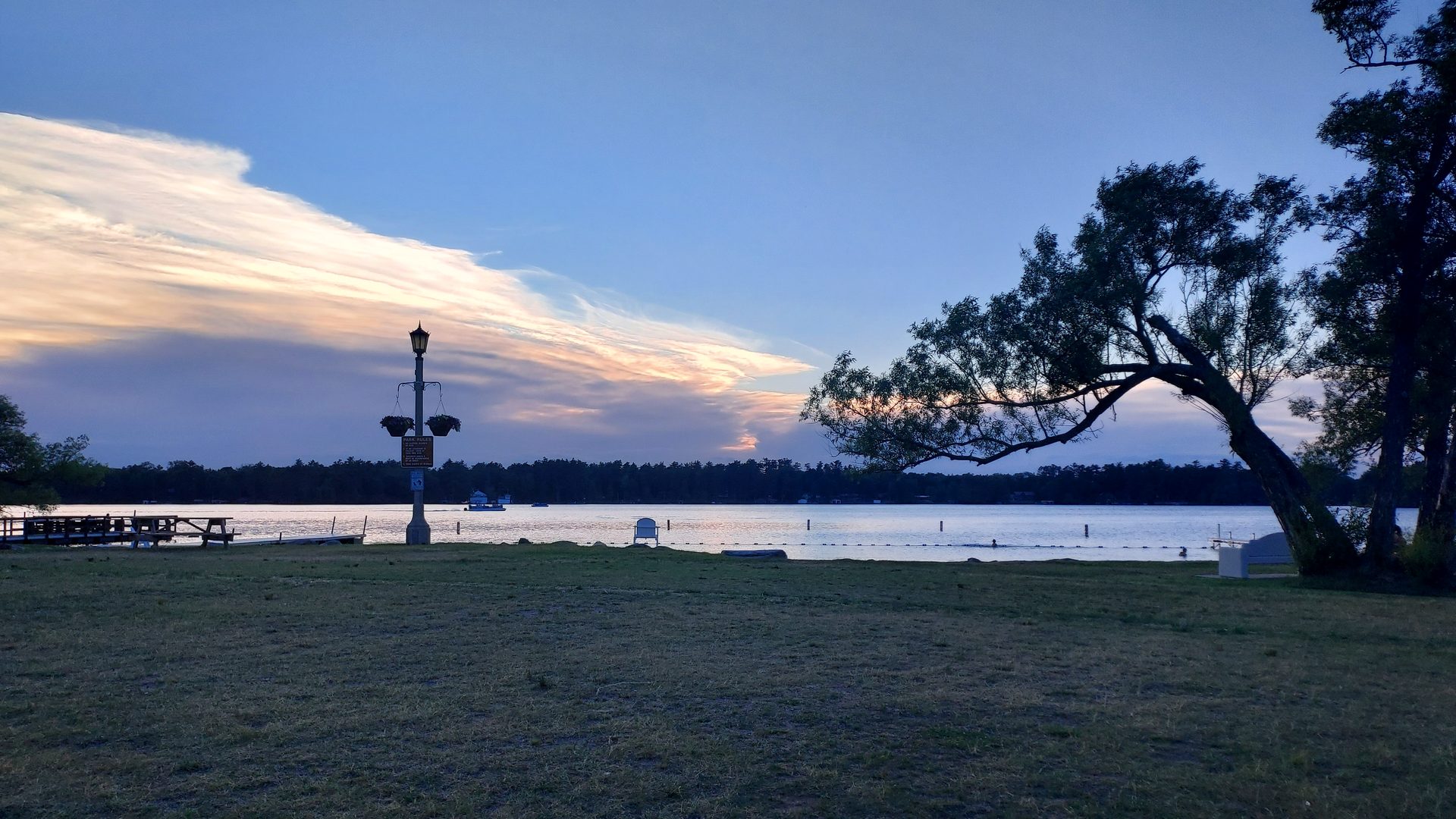 Sunset over the lake at Torpy Park, Minocqua